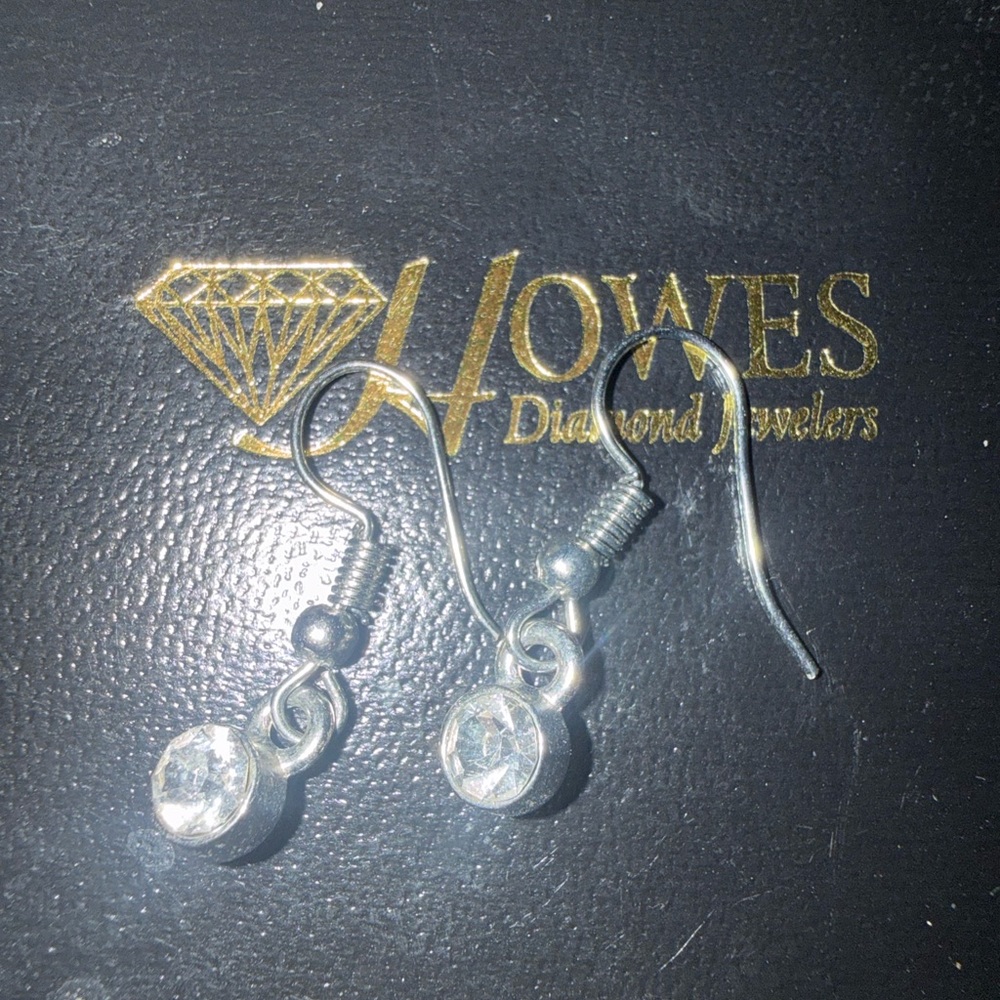 Avon Silver Crystal Drop Earrings